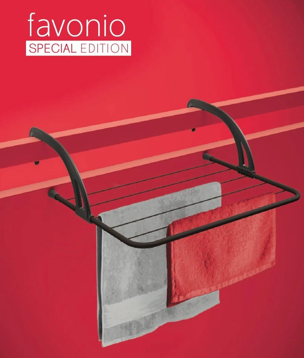 Tomado - Metaltex - Favonio Radiator Droogrek- Mat Zwart - 3M 2 Tomado - Metaltex - Favonio Radiator Droogrek- Mat Zwart - 3M - Afbeelding 2