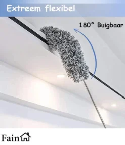 Fain® Plumeau Met Telescoopsteel – Grijs – 80 Tot 280 Cm - Uitschuifbaar – Wasbaar - Flexibel 360° Draaibaar – Duster - Microvezel Ragebol -Schoonmaakmiddelen 1033x1200 1