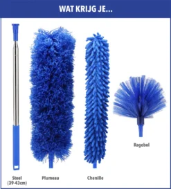 Telescopische Plumeau – Uitschuifbaar – Microvezel – Set Van 3 Opzetstukken – Stoffer – Ragebol -Schoonmaakmiddelen 1084x1200 3