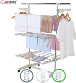 Herzberg HG-5015- Droogrek Multifunctioneel - Opvouwbaar - RVS - Wit - 88-145 Cm X 66 Cm X 156 Cm -Schoonmaakmiddelen 1095x1200 4
