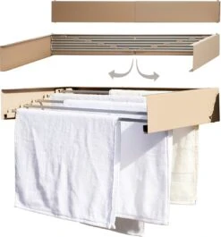 Homestic© Inklapbaar Droogrek - 6m Drooglengte - Universeel Wasrek Voor In De Badkamer/Tuin/Slaapkamer/Balkon - Aluminium - Cappuccino