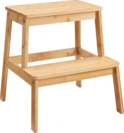 ACAZA Krukje In 2 Niveaus - Houten Opstapje - Bruin