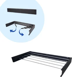 InnoHOME Droogrek Inklapbaar - Wasrek Hangend - Wanddroogrek Uitklapbaar - Muur - 5m Drooglengte - RVS - Zwart