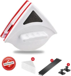 Merkloos Magnetische Raamwisser - Ruitenreiniger - Inclusief 24 Sponsjes + 4 Wissers + 4 Buttons -Schoonmaakmiddelen 1124x1200 1