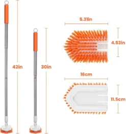 Merkloos Badkamer Reinigingsborstel - Badkamerschrobborstel - Reinigingsborstel - Met Afneembare Telescopische Handgreep En 180° Verstelbare Gezamenlijke Reinigingsborstel - Lange Steel 107 Cm -Schoonmaakmiddelen 1126x1200 4