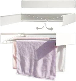 Homestic© Inklapbaar Droogrek - 6m Drooglengte - Universeel Wasrek Voor In De Badkamer/Tuin/Slaapkamer/Balkon - Aluminium - Wit