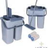 Add To Life Dweilsysteem Vloerwisser - Mop - Self-wash- En Droogsysteem - 2 Stuks Absorberende Pads - Met Emmer - Grijs