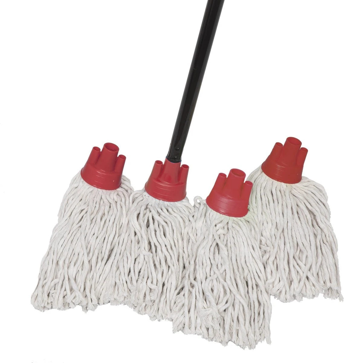 MAUS Spaanse Mop Met Steel - 4 Dweilen Rood - 1 Dweilstok - Gerecycled Katoen - EU Product 1 MAUS Spaanse Mop Met Steel - 4 Dweilen Rood - 1 Dweilstok - Gerecycled Katoen - EU Product