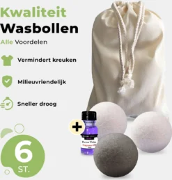 Drogerballen Met Wasparfum - Droogballen - Set Van 6 XL Ballen - Wasdroger Ballen Wol - 100% Nieuw-Zeelands Schapenwol - Wasballen -Schoonmaakmiddelen 1143x1200