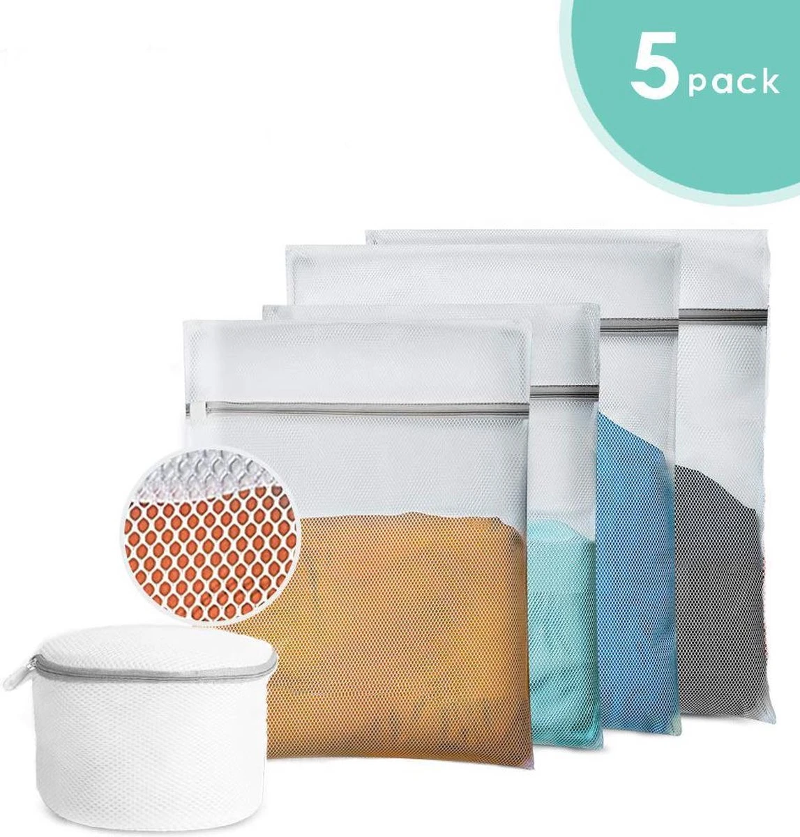 ForDig Wasnet Waszakjes (5 Stuks) Voor Lingerie En Fijne Was - Geschikt Voor Wasmachine - Met Rits - Wit 1 ForDig Wasnet Waszakjes (5 Stuks) Voor Lingerie En Fijne Was - Geschikt Voor Wasmachine - Met Rits - Wit