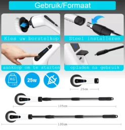Merkloos Scrubclean Elektrische Schoonmaakborstel-7 In 1 Schrobber Met Steel-2 Standen Poetsmachine-max 130cm-badkamer/keuken/auto +gratis Houder -Schoonmaakmiddelen 1150x1200 4