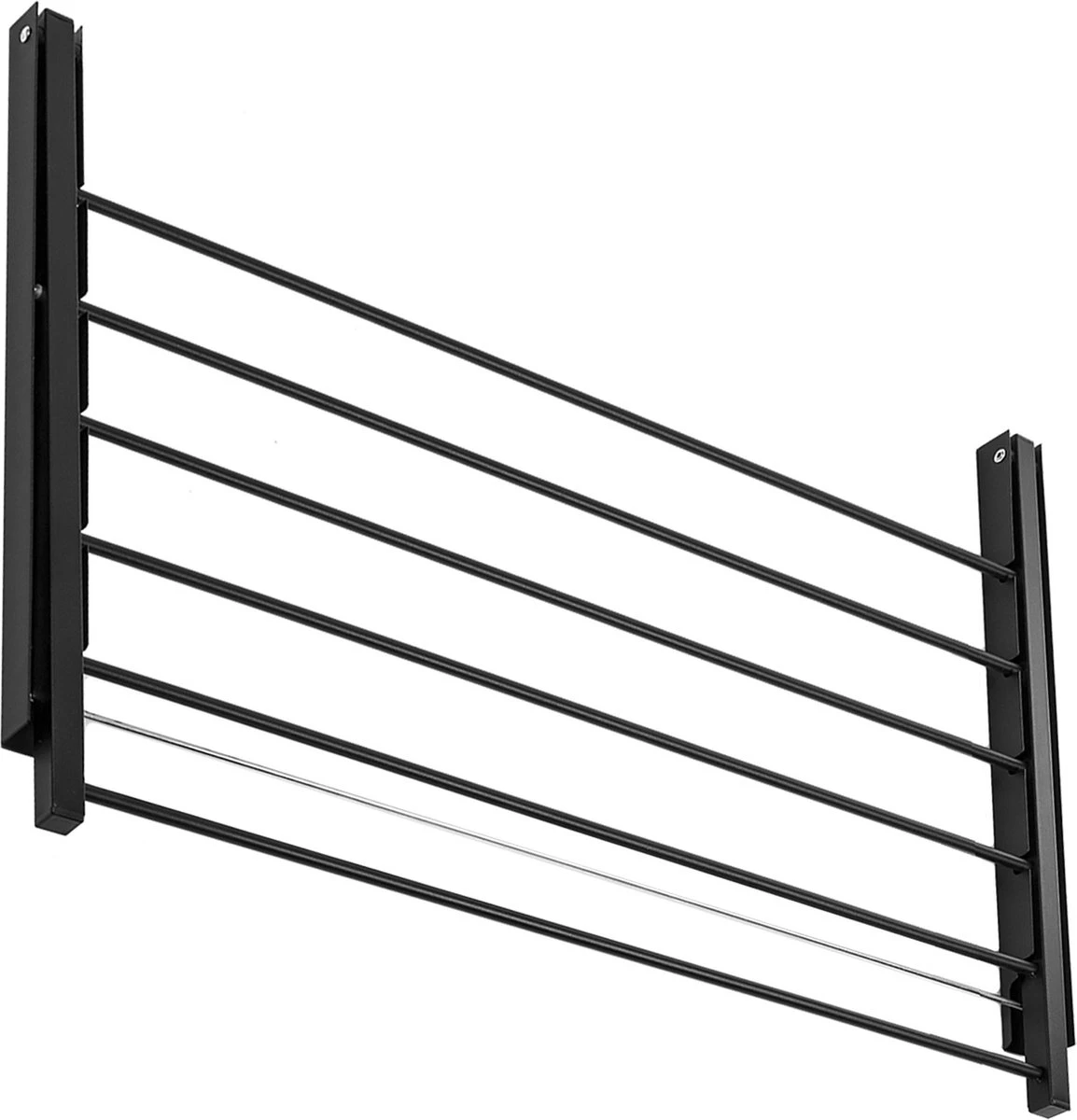 Merkloos Droogrek - Opklapbare Badkamerdroger Aan De Muur Gemonteerd - 90 Cm Zwart 2 Merkloos Droogrek - Opklapbare Badkamerdroger Aan De Muur Gemonteerd - 90 Cm Zwart - Afbeelding 2