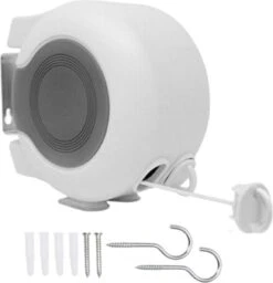 Waslijn Uittrekbaar - 26 Meter Drooglengte - 2x Waslijndraad Voor Binnen & Buiten - Wasdraad - Roldrooglijn - Alternatief Voor Wasrek / Droogrek / Wanddroogrek - Drooglijn Oprolbaar