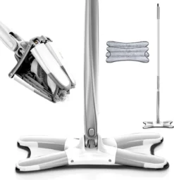 Merkloos High-Quality Dweil Met Wringer - Verstelbaar En 360 Graden Draaibaar – Dweilsysteem Incl. 2 Microvezel Doeken