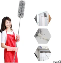 Fain® Plumeau Met Telescoopsteel – Grijs – 80 Tot 240 Cm - Uitschuifbaar – Wasbaar - Flexibel 360° Draaibaar – Duster - Microvezel Ragebol -Schoonmaakmiddelen 1171x1200 8