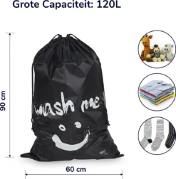 Wonair - Grote Waszak - Laundry Bag - Wash Me - 60x90cm - Zwart - Met Trekkoord 15 Wonair - Grote Waszak - Laundry Bag - Wash Me - 60x90cm - Zwart - Met Trekkoord -Schoonmaakmiddelen 1178x1200 1