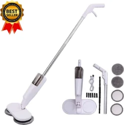 Elektrische Dweil - Elektrische Mop - Dweilapparaat - Elektrische Vloerreiniger - Draadloze Dweil - Incl. Batterijen - Wit/Zilver -