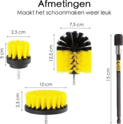 Professionele 4 Delige Borstelset Voor De Boormachine Incl. Verlengstuk, Deze Schoonmaak Schuurborstel Elektrisch Opzetborstel Schrobborstel Set Is Geschikt Als Schrobber Voor Badkamer, Auto, Keuken En Tuin -Schoonmaakmiddelen 1196x1200 5