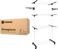 Niceey Droogtoren - 45m Drooglengte - Op Wieltjes - Wasrek - Droogrek Inklapbaar - Voor Alle Soorten Ruimtes - Verstelbaar - Wit 13 Niceey Droogtoren - 45m Drooglengte - Op Wieltjes - Wasrek - Droogrek Inklapbaar - Voor Alle Soorten Ruimtes - Verstelbaar - Wit -Schoonmaakmiddelen 1200x1006 3