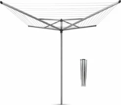Brabantia Topspinner Droogmolen Met Metalen Grondanker - 60 M - Metallic Grey