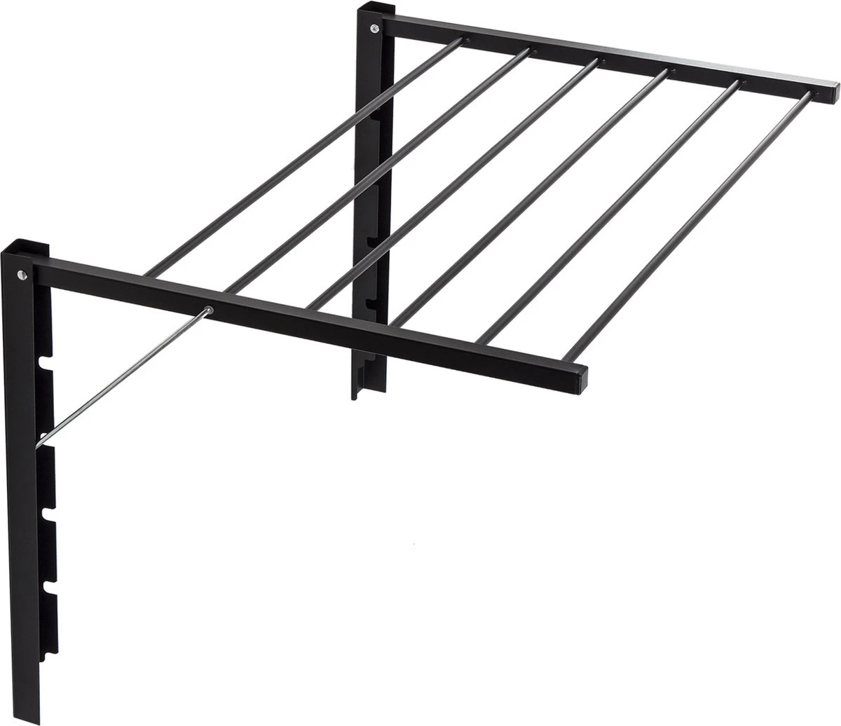 Merkloos Droogrek - Opklapbare Badkamerdroger Aan De Muur Gemonteerd - 90 Cm Zwart 1 Merkloos Droogrek - Opklapbare Badkamerdroger Aan De Muur Gemonteerd - 90 Cm Zwart