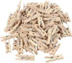 Merkloos Wasknijpers Hout - Mini Knijpers - Foto Clips - Blank Hout - 100 Stuks - Able & Borret