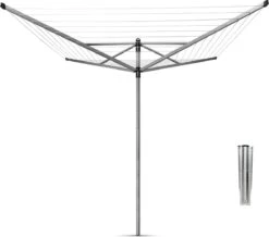 Brabantia Lift-O-Matic Droogmolen Met Grondanker - 60 M - Metallic Grey