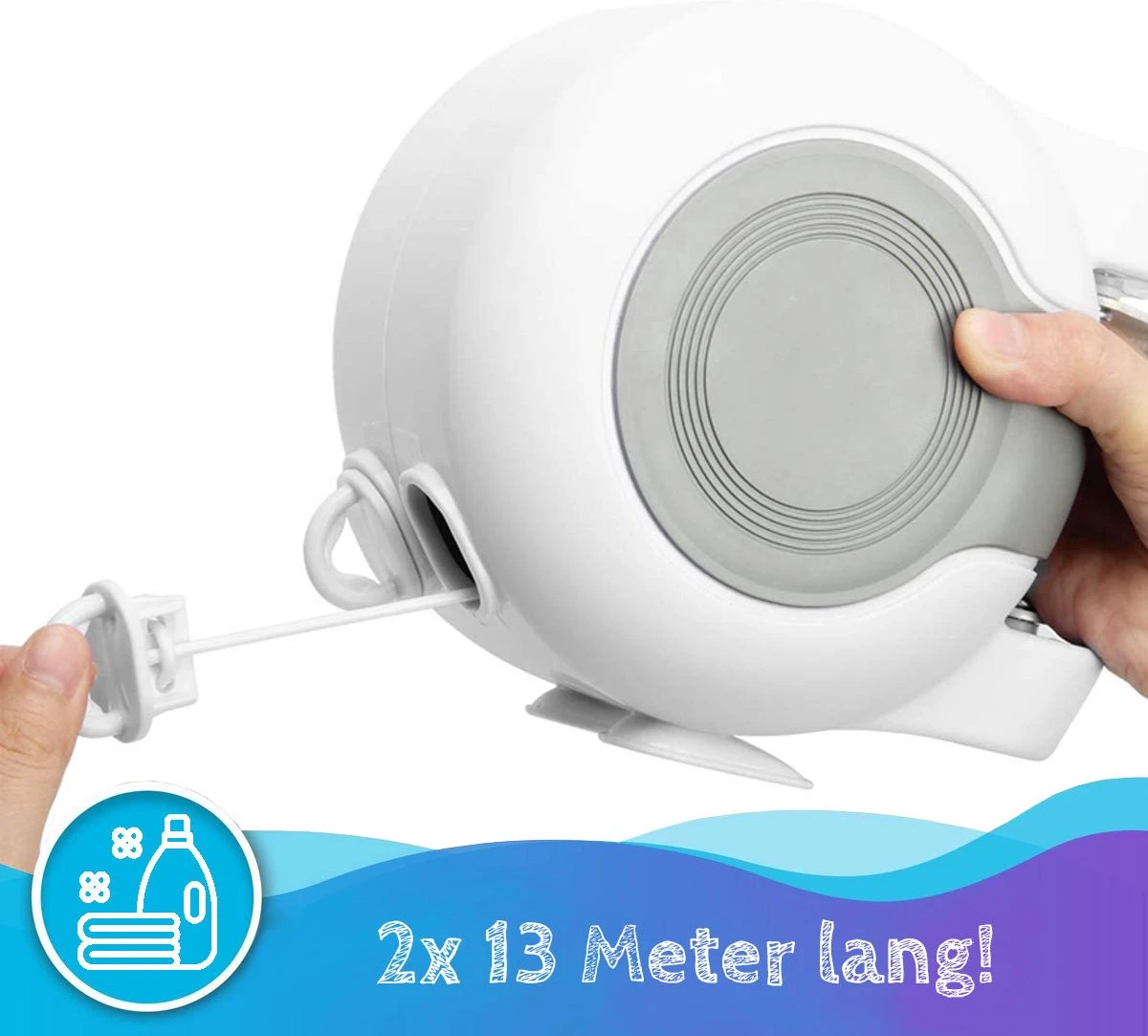 Summer Spark Sterke Waslijn Uittrekbaar 26 Meter | Waslijndraad | 2 Drooglijnen 13 Meter | Roldrooglijn | Drooglijn Oprolbaar | Automatische Waslijn | Wasrek | Droogrek 3 Summer Spark Sterke Waslijn Uittrekbaar 26 Meter | Waslijndraad | 2 Drooglijnen 13 Meter | Roldrooglijn | Drooglijn Oprolbaar | Automatische Waslijn | Wasrek | Droogrek - Afbeelding 3