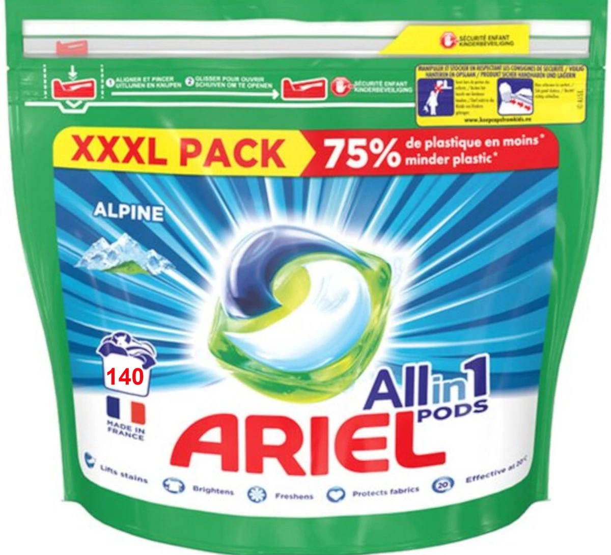 Ariel All In 1 Wasmiddel Pods Alpine - 2x70 Wasbeurten - Voordeelverpakking 1 Ariel All In 1 Wasmiddel Pods Alpine - 2x70 Wasbeurten - Voordeelverpakking
