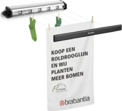 Brabantia Roldrooglijn - Uittrekbaar Tot 4,4 M - 22 M - Matt Steel -Schoonmaakmiddelen 1200x1095