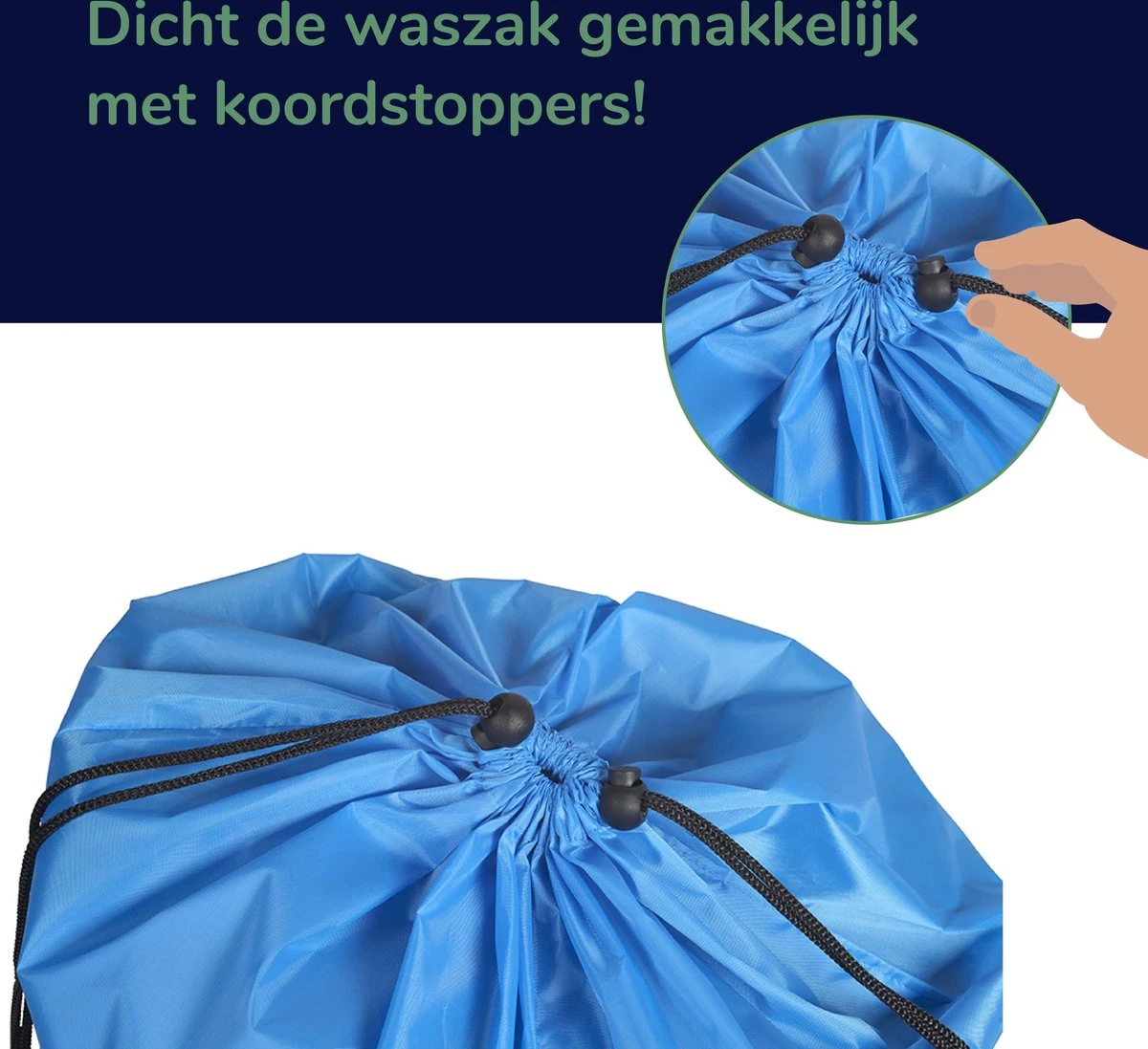 Wonair - Waszakken Voor Wasgoed - 60x90cm - Hemelsblauw - Met Trekkoord 2 Wonair - Waszakken Voor Wasgoed - 60x90cm - Hemelsblauw - Met Trekkoord - Afbeelding 2