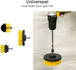 Professionele 4 Delige Borstelset Voor De Boormachine Incl. Verlengstuk, Deze Schoonmaak Schuurborstel Elektrisch Opzetborstel Schrobborstel Set Is Geschikt Als Schrobber Voor Badkamer, Auto, Keuken En Tuin -Schoonmaakmiddelen 1200x1105 5