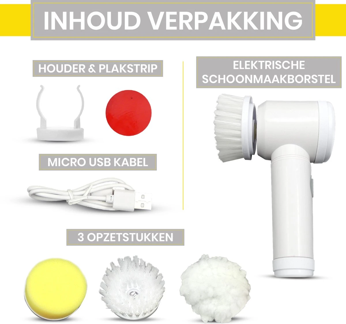 Lenga Elektrische Schoonmaakborstel - 5 In 1 Borstel - Oplaadbaar - Wasborstel - Schoonmaakmiddelen - Schrobborstels 2 Lenga Elektrische Schoonmaakborstel - 5 In 1 Borstel - Oplaadbaar - Wasborstel - Schoonmaakmiddelen - Schrobborstels - Afbeelding 2