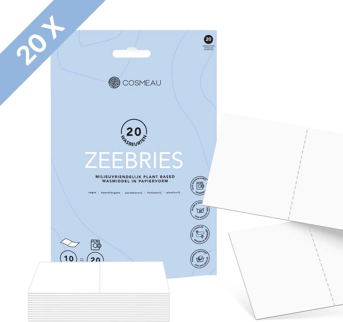 Cosmeau Wasstrips 20 Wasbeurten Zeebries Wasmiddel Wasvellen Wasdoekjes Detergent Sheets Eco Laundry Strips Proefpakket - Plasticvrij Biologisch 1 Cosmeau Wasstrips 20 Wasbeurten Zeebries Wasmiddel Wasvellen Wasdoekjes Detergent Sheets Eco Laundry Strips Proefpakket - Plasticvrij Biologisch