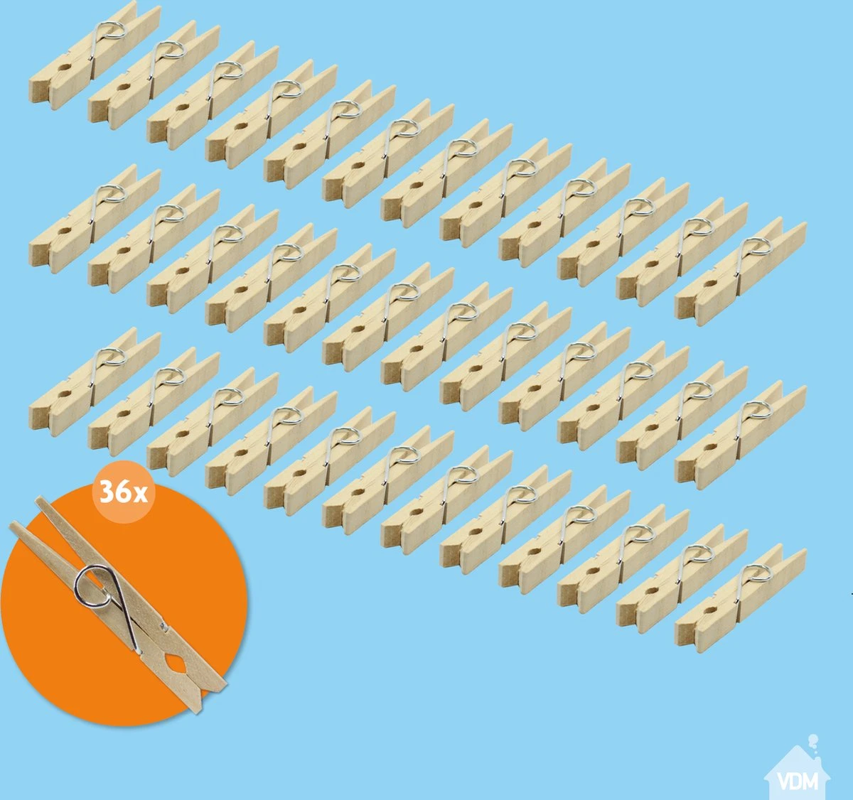 LaundrySpecialist® Houten Wasknijpers (84mm) - 36 Stuks 5 LaundrySpecialist® Houten Wasknijpers (84mm) - 36 Stuks - Afbeelding 5