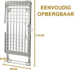 Alora Elektrisch Verwarmd Droogrek - Zilver - 20 Stangen - Wasrek - Inklapbaar - Energiezuinig - Verwarming - Verwarmbaar - Kindvriendelijk - Wasknijper Proof -Schoonmaakmiddelen 1200x1132 3