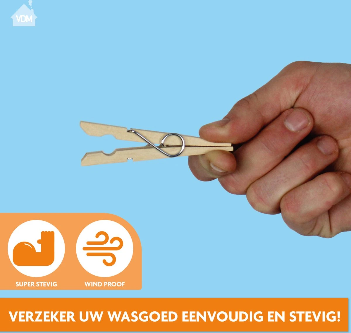 LaundrySpecialist® Houten Wasknijpers (84mm) - 36 Stuks 3 LaundrySpecialist® Houten Wasknijpers (84mm) - 36 Stuks - Afbeelding 3