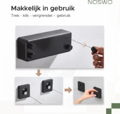 Noswo Waslijn Uittrekbaar - Binnen En Buiten - 8.4m - Roldrooglijn - Waslijndraad - Wasdraad - Drooglijn - Zwart -Schoonmaakmiddelen 1200x1140 6