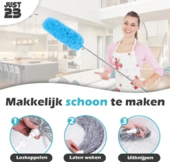 JUST23 Plumeau Uitschuifbaar Met Telescoopsteel – 60 Tot 140 Cm – Ragebol – Stoffer – Duster - Blauw - Incl. Microfiber Doek -Schoonmaakmiddelen 1200x1147 8