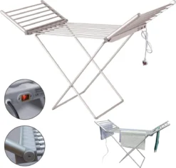 Ce.Goods Elektrisch Droogrek - Verwarmd Wasrek - Droogrek Elektrisch - Inklapbaar Droogrek - Snel Drogend Wasrek