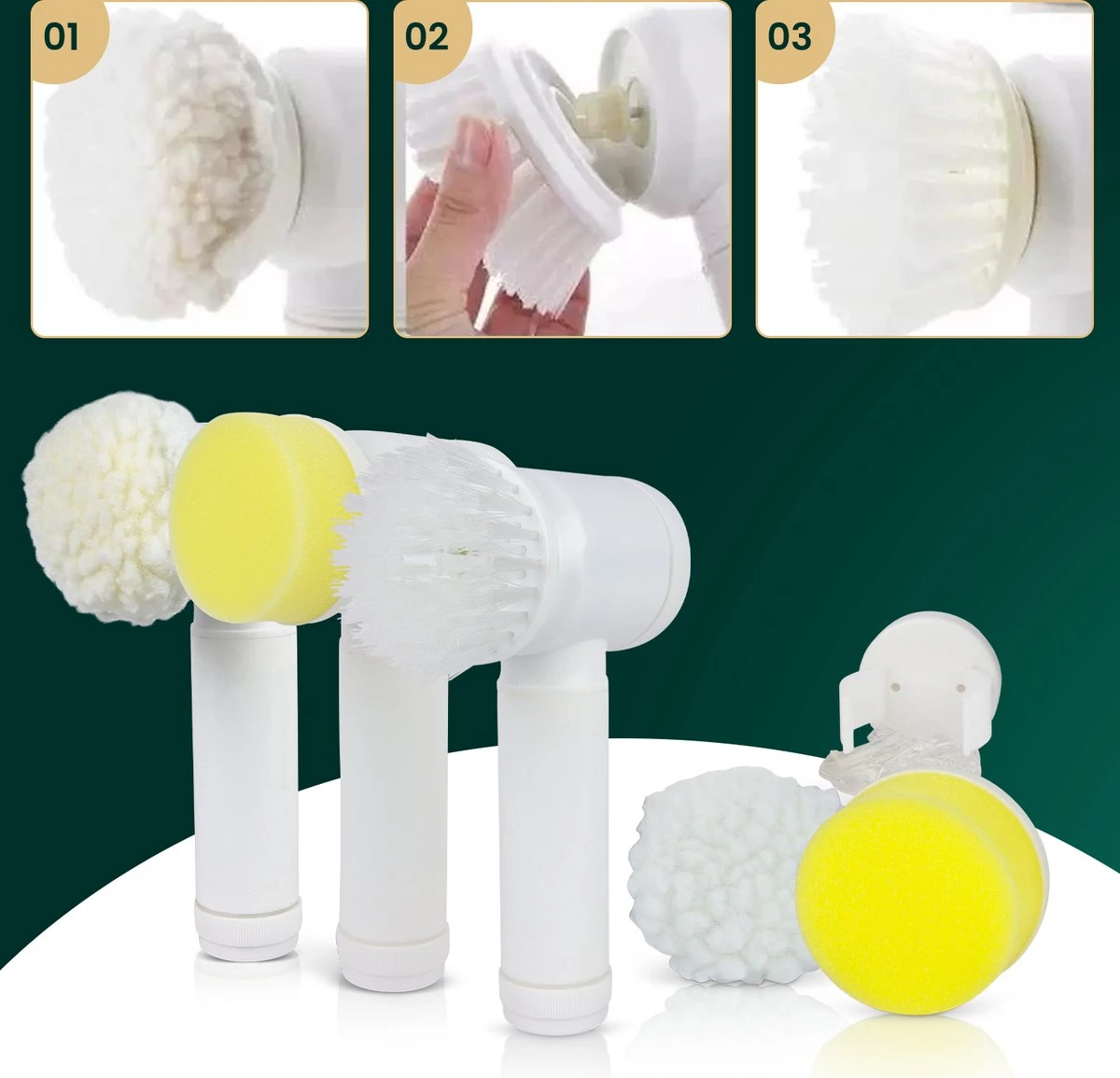 Apeiron Elektrische Schoonmaakborstel - Poetsmachine - Poliermachine - Schrobborstel - Handborstel - Werkborstel - Schrobber - Boorborstel - Wasborstel - Schoonmaakmiddelen - Reinigingsborstel - 3 Opzetstukken 4 Apeiron Elektrische Schoonmaakborstel - Poetsmachine - Poliermachine - Schrobborstel - Handborstel - Werkborstel - Schrobber - Boorborstel - Wasborstel - Schoonmaakmiddelen - Reinigingsborstel - 3 Opzetstukken - Afbeelding 4