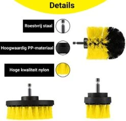 Merkloos 4-delige Borstelset Voor Boormachine - Inclusief Verlengstuk - Opzetborstels - Schrobborstel - Schuurborstel - Schoonmaakborstel - Tapijtreiniger - Brush - Geel - Gratis Verzending -Schoonmaakmiddelen 1200x1156 9