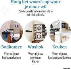 Mmoods Wasrek Opvouwbaar - Handdoekhouder Keuken Zwart - Droogrek RVS Inklapbaar 3.5m -Schoonmaakmiddelen 1200x1161 20