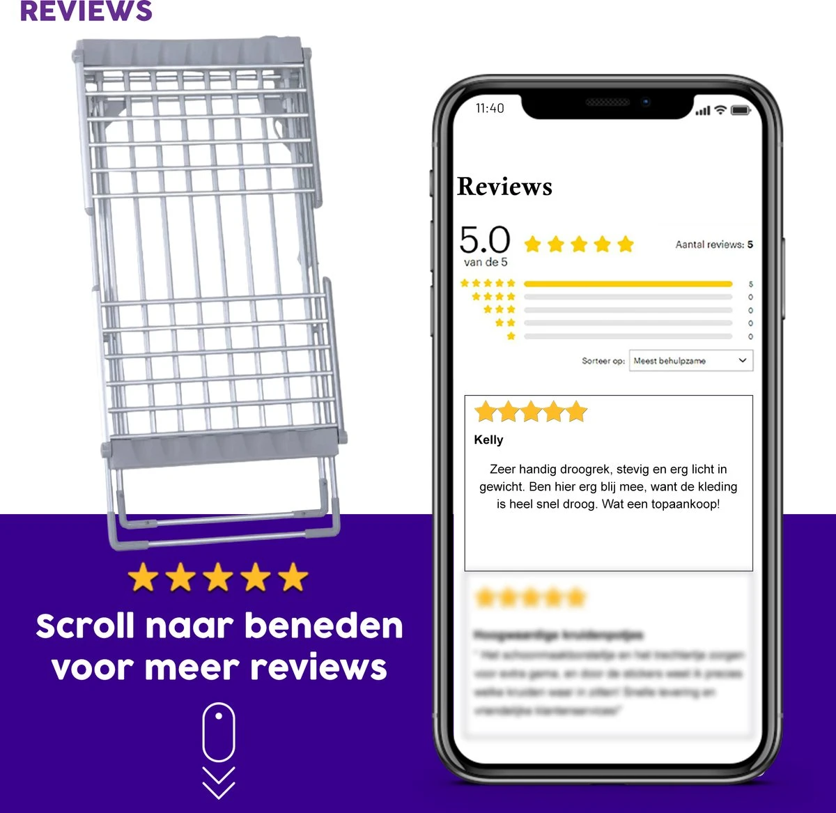 Ce.Goods Elektrisch Droogrek - Verwarmd Wasrek - Droogrek Elektrisch - Inklapbaar Droogrek - Snel Drogend Wasrek 8 Ce.Goods Elektrisch Droogrek - Verwarmd Wasrek - Droogrek Elektrisch - Inklapbaar Droogrek - Snel Drogend Wasrek - Afbeelding 8