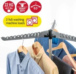 Artmoon Cedar - Stevig Ruimtebesparend Inklapbaar Droogrek - Opvouwbaar Staand Wasdroogrek - Was Droger Rek Toren - Kleding Wasrek Hangrek Voor 63 Kleding Hangers - Droogtoren 2 Volle Wastrommels - Voor Badkamer/Balkon/Binnen/Buiten - Opklapbaar -Schoonmaakmiddelen 1200x1167 8