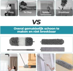 Novabeau® - Telescopische Plumeau – Plumeau Met Telescoopsteel – Ragebol – Uitschuifbaar – Grijs – 3-delige Set -Schoonmaakmiddelen 1200x1169 13