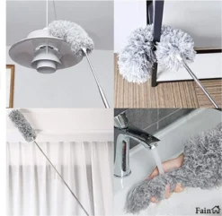 Fain® Plumeau Met Telescoopsteel – Grijs – 80 Tot 280 Cm - Uitschuifbaar – Wasbaar - Flexibel 360° Draaibaar – Duster - Microvezel Ragebol -Schoonmaakmiddelen 1200x1170 5