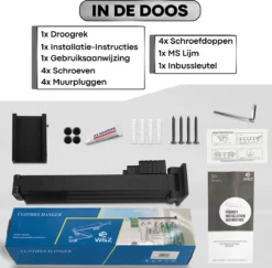 W&Z Droogrek Zonder Boren Inklapbaar Universeel Wasrek - Zwart -Schoonmaakmiddelen 1200x1181 6