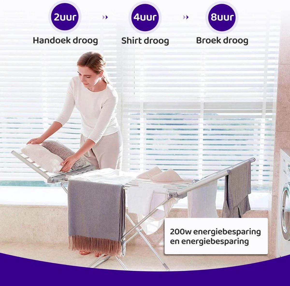 Ce.Goods Elektrisch Droogrek - Verwarmd Wasrek - Droogrek Elektrisch - Inklapbaar Droogrek - Snel Drogend Wasrek 7 Ce.Goods Elektrisch Droogrek - Verwarmd Wasrek - Droogrek Elektrisch - Inklapbaar Droogrek - Snel Drogend Wasrek - Afbeelding 7