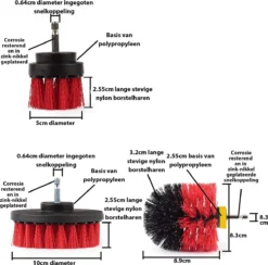 Kibani 3 Delige Borstelset Voor Boormachine - Rood - Voor Beton, Baksteen En Andere Ruwe Oppervlakken - Schrobborstel – Boorborstel – Schuurborstel - Borstel Boormachine – Schoonmaakborstel – Reinigingsborstel – Tapijtreiniger - Borstelset -Schoonmaakmiddelen 1200x1186 11